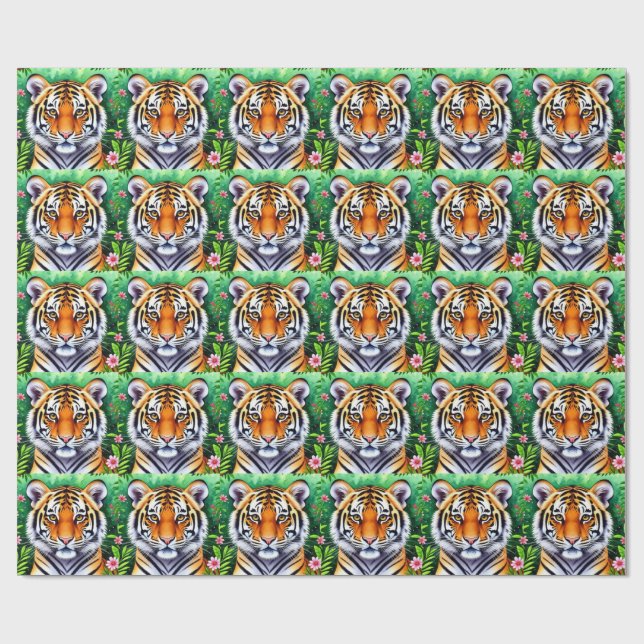 Bold Botanical Tiger cub  Wrapping Paper (Flat)