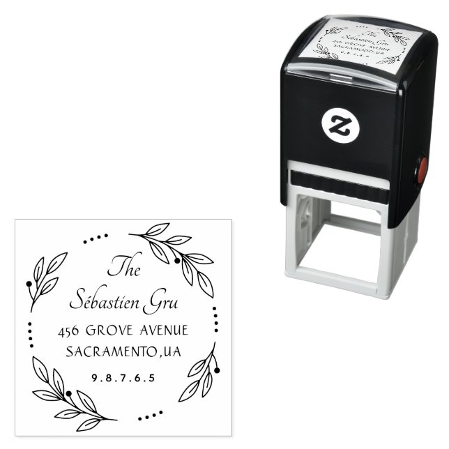 Bold Botanical Wreath Self-inking Stamp (In Situ)