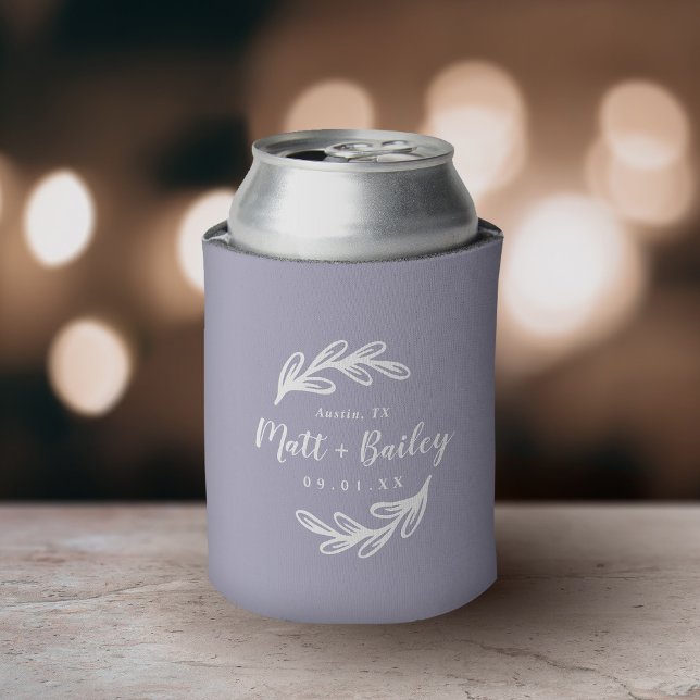 Bold Branch Wedding Monogram | Lilac Can Cooler (Creator Uploaded)