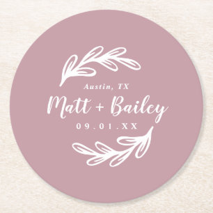 Bold Branch Wedding Monogram Round Paper Coaster