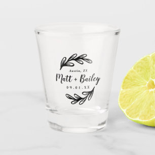 Bold Branch Wedding Monogram Shot Glass