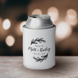 Bold Branch Wedding Monogram   White Can Cooler