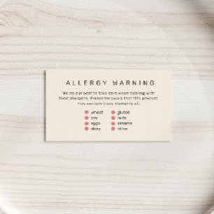 Bold Brand-Ready Bakery Food Allergen Card