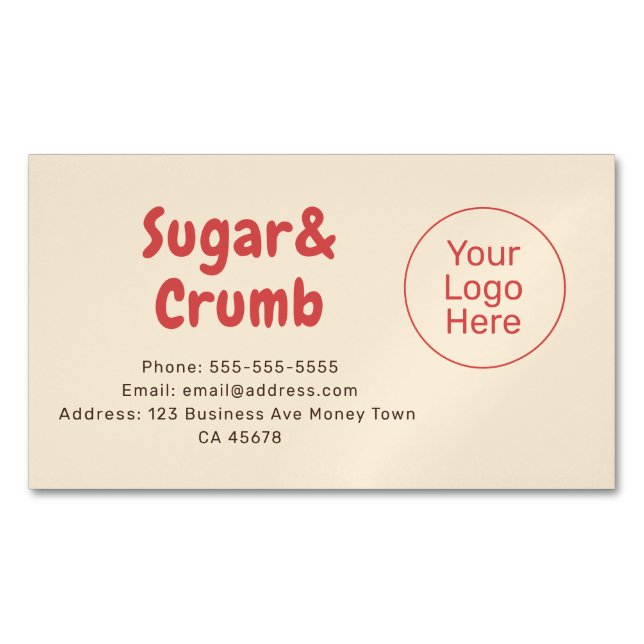 Bold Brand-Ready Bakery Magnetic Business Card (Front)