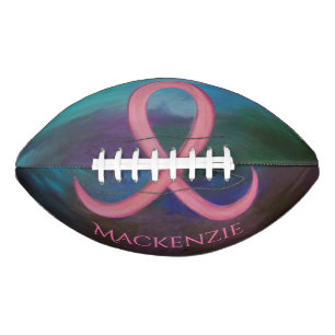 Bold Breast Cancer Awareness Pink Ribbon Abstract Football