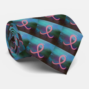 Bold Breast Cancer Awareness Pink Ribbon Abstract Tie