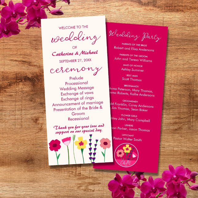 Bold & Bright Colourful Floral Spring Wedding Programme (Creator Uploaded)