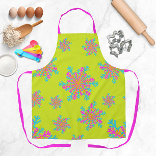 Bold Bright Colourful Snowflakes Modern Christmas Apron