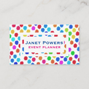 bold bright colourful watercolor painted dots business card