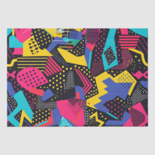 Bold Bright Colours 90s Abstract Funky Art Pattern Tissue Paper