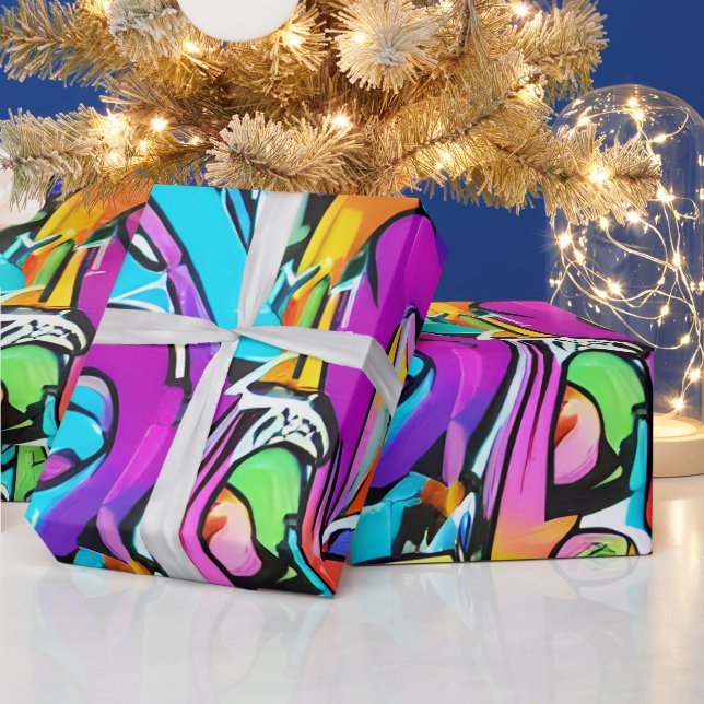Bold Bright Colours Graffiti Street Art Pattern Wrapping Paper (Holidays)