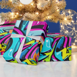 Bold Bright Colours Graffiti Street Art Pattern Wrapping Paper