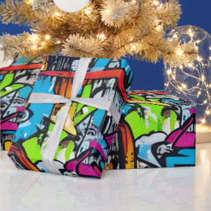 Bold Bright Colours Graffiti Street Art Pattern Wrapping Paper