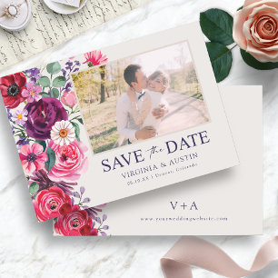 Bold Bright Floral Photo Save The Date