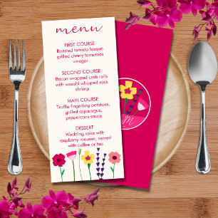 Bold & Bright Fuchsia Pink Colourful Floral Weddin Menu