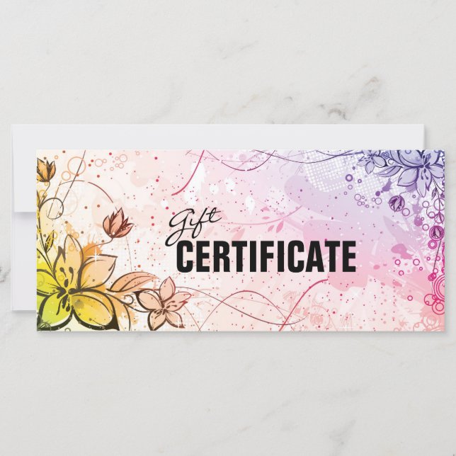 Bold Bright Fun Tropical Flowers Rainbow Gift Card (Front)