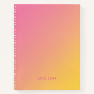 Bold Bright Girly Pink Yellow Gradient Ombré  Notebook