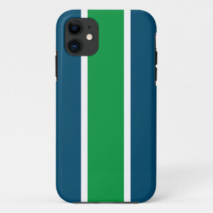 Bold Bright Green Dark Teal White Racing Stripes Case-Mate iPhone Case