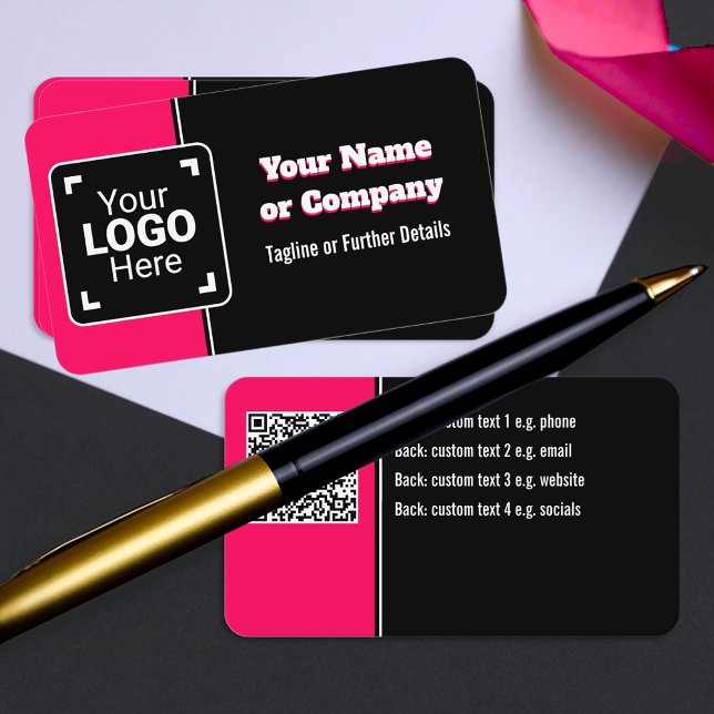 Bold, Bright Hot Pink, Black & White Own Brand Business Card (Creator Uploaded)