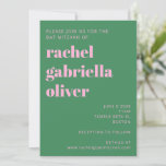 Bold Bright Modern Pink Green Simple Bat Mitzvah Invitation<br><div class="desc">Bold Bright Modern Pink Green Simple Bat Mitzvah Invitation</div>