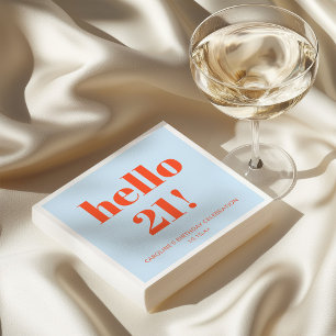 Bold Bright Modern Retro Blue Orange 21st Birthday Napkin