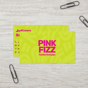 Bold Bright Neon Lime Green Pink Fashion Business  Card