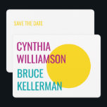 Bold Bright Neon Pink Yellow Turquoise Save Date Invitation<br><div class="desc">A bold Typography Save the Date Card with neon colours: yellow,  pink and turquoise on white background with a graphic element. Colourful,  bright and bold with clean typography - this Save the Date Card Design is a statement. Fully customisable!</div>