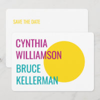 Bold Bright Neon Pink Yellow Turquoise Save Date