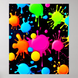 Bold & Bright Paint Splashes Poster