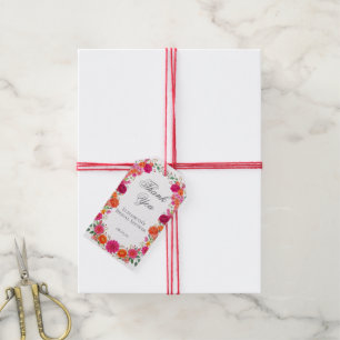 Bold Bright Pink and Orange Garden Flowers Party Gift Tags