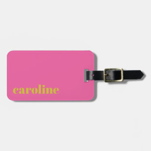 Bold Bright Pink and Yellow Modern Personalised Luggage Tag