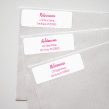 Bold Bright Pink Family Name Return Address Label