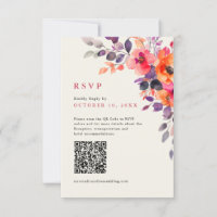 Bold Bright Pink Orange Watercolor QR code Photo