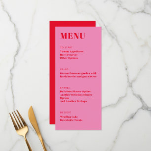 Bold Bright Pink Red Modern Minimalist Dinner Menu
