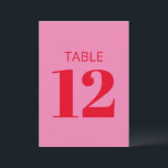 Bold Bright Pink Red Modern Table Number Sign<br><div class="desc">Bold Simple Typography Bright Pink and Red Modern Bat Mitzvah Table Number Sign</div>