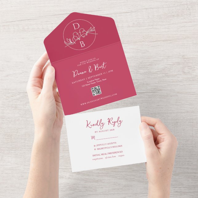 Bold Bright Pink Wedding All In One Invitation (Tearaway)