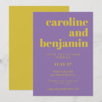 Bold Bright Purple and Yellow Modern Wedding Invit