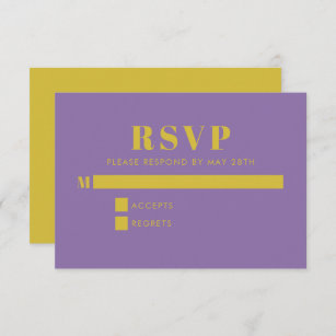 Bold Bright Purple and Yellow Modern Wedding  RSVP Card