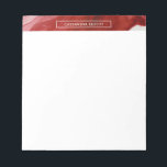 Bold Bright Red Alcohol Ink Liquid Abstract Art Notepad<br><div class="desc">This design has been accented with a piece of original abstract art at the top. The fluid art form - in bright red - reminds some of abstract watercolor, though the effect is achieved by the use of "alcohol inks". Use the template field to add your name and if you'd...</div>