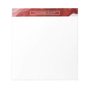 Bold Bright Red Alcohol Ink Liquid Abstract Art Notepad