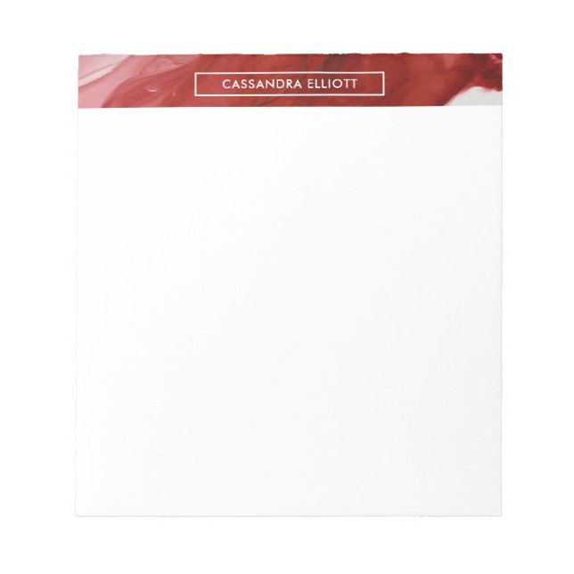 Bold Bright Red Alcohol Ink Liquid Abstract Art Notepad (Front)