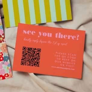 Bold Bright Red and Pink QR Code RSVP Wedding
