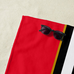 Bold Bright Red Orange Black White Racing Stripes Beach Towel
