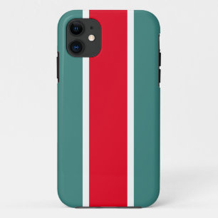 Bold Bright Red White Ocean Teal Racing Stripes Case-Mate iPhone Case