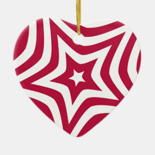 Bold & Bright Red & White Star in a Vector Pattern Ceramic Tree Decoration