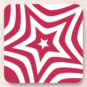 Bold & Bright Red & White Star in a Vector Pattern Coaster