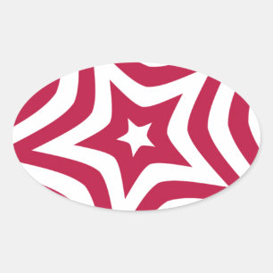 Bold & Bright Red & White Star in a Vector Pattern Oval Sticker