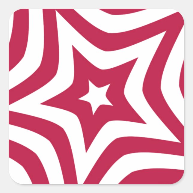 Bold & Bright Red & White Star in a Vector Pattern Square Sticker (Front)