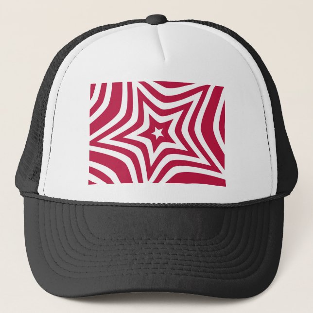 Bold & Bright Red & White Star in a Vector Pattern Trucker Hat (Front)