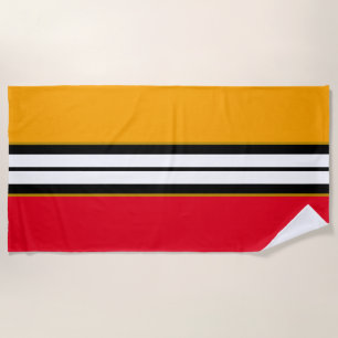 Bold Bright Red Yellow Black White Racing Stripes Beach Towel